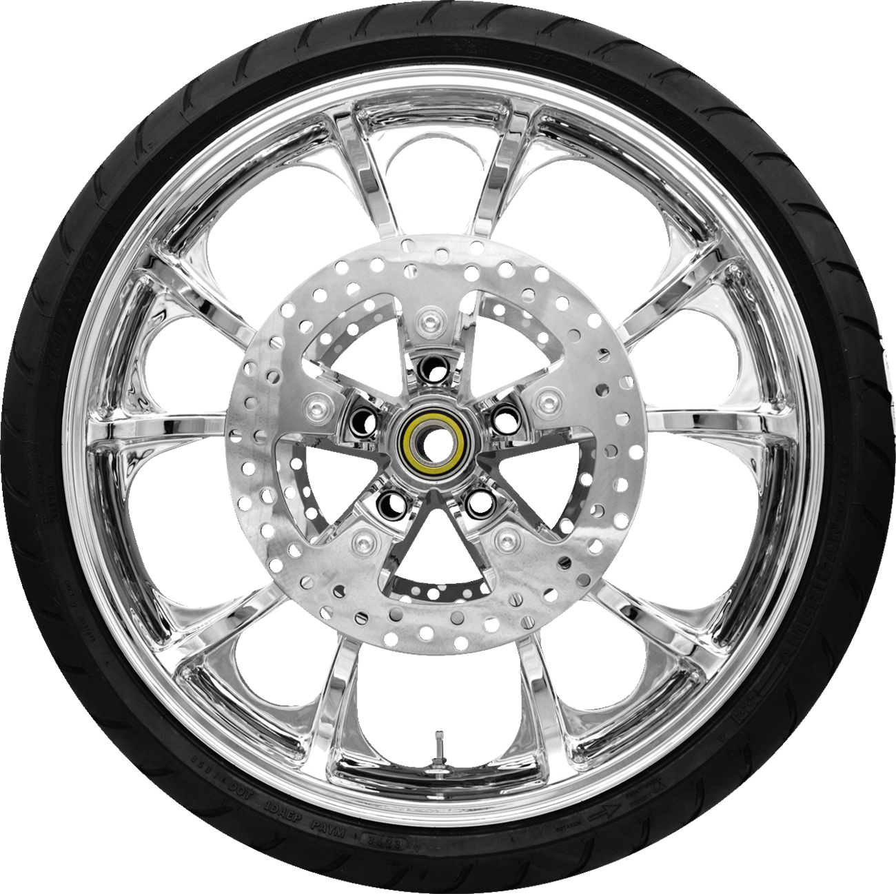 COASTAL MOTO Largo Front Wheel - Chrome (21") | Rotor (12.6) | Dunlop AE Tire (130/60B21) — image 1
