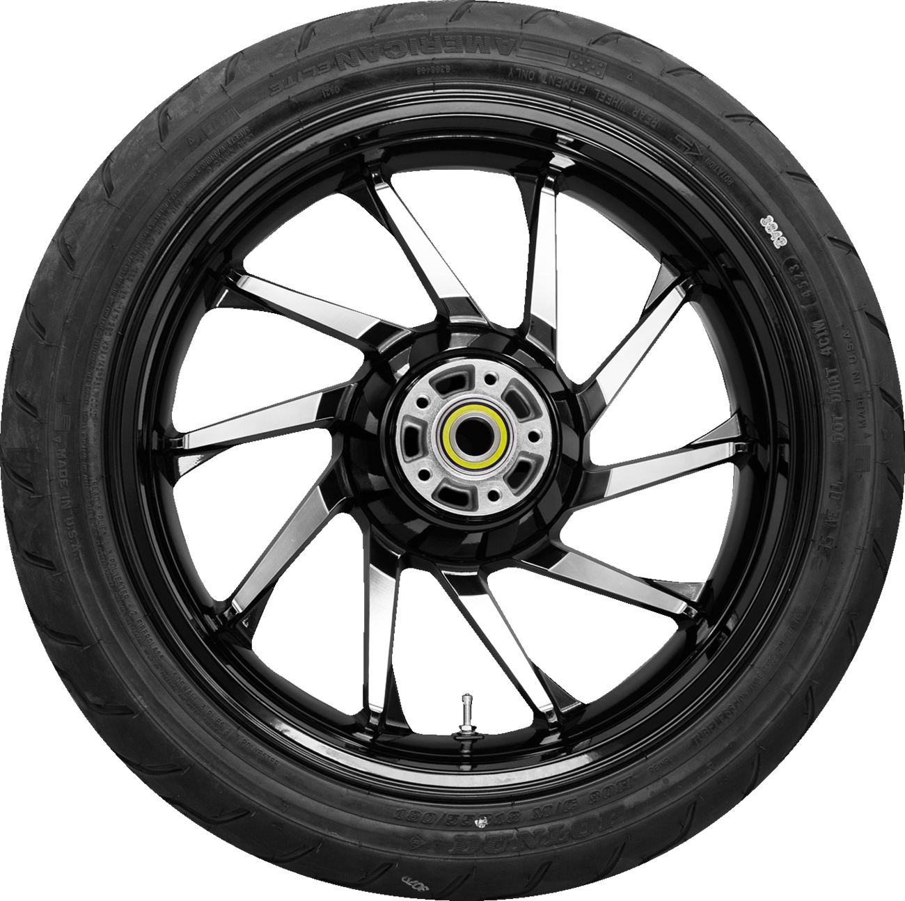 COASTAL MOTO Hurricane Rear Wheel - Black Cut (18") | Dunlop AE2 Tire (180/55B18) PKG2-HUR185BC-ABST — image 1