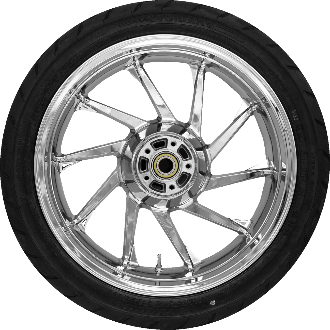 COASTAL MOTO Hurricane Rear Wheel - Chrome (18") | Dunlop AE2 Tire (180/55B18) PKG2-HUR185CH-ABST — image 1