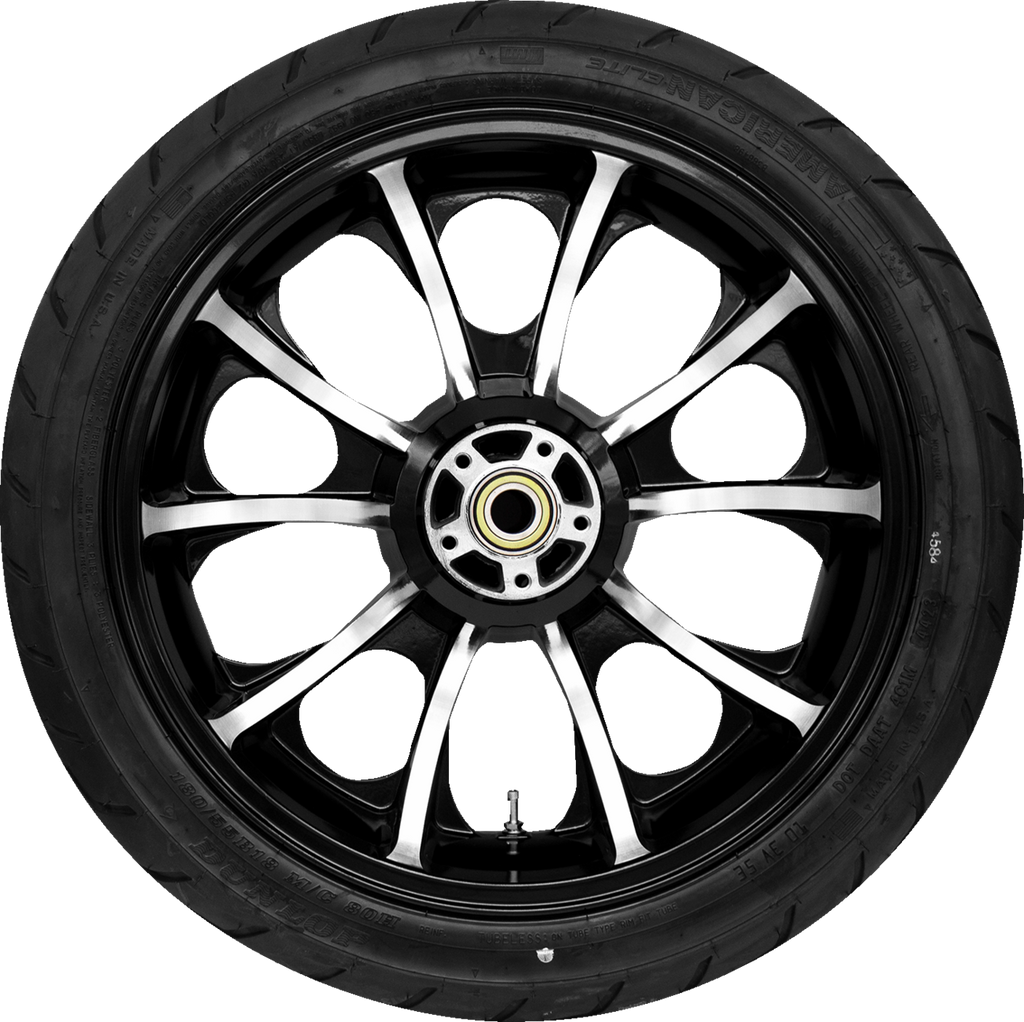 COASTAL MOTO Largo Rear Wheel - Black Cut (18") | Dunlop AE2 Tire (180/55B18) PKG2-LAR185BC-ABST — image 1