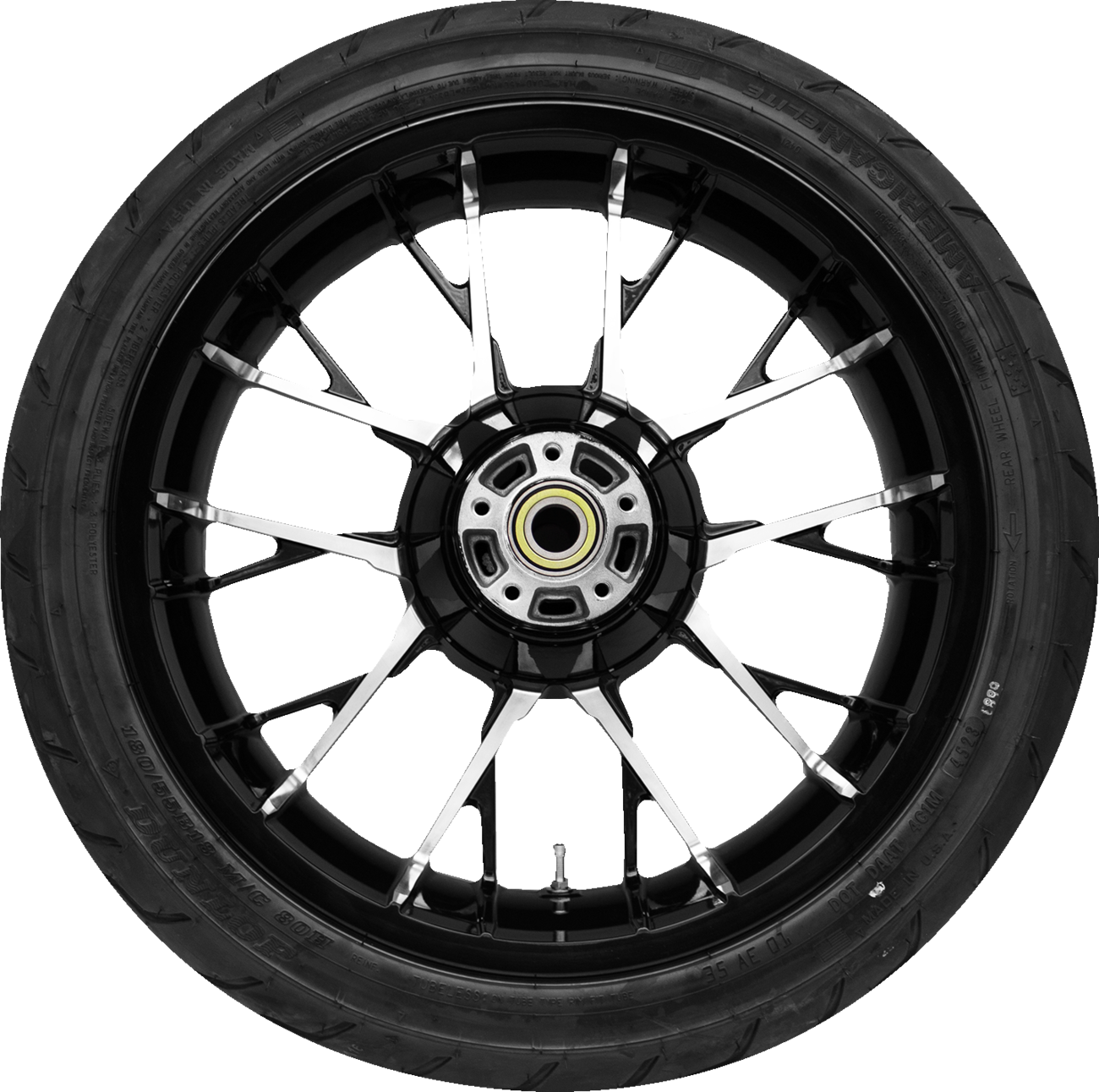 COASTAL MOTO Marlin Rear Wheel - Black Cut (18") | Dunlop AE2 Tire (180/55B18) PKG2-MAR185BC-ABST — image 1
