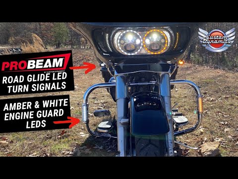 Custom Dynamics ProBEAM Road Glide Turn Signals & Dynamic Amber/White Engine Guard LEDs
