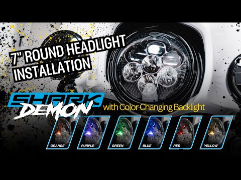 Custom Dynamics - Shark Demon® Motorcycle LED Headlight Now With Color-Changing Backlight!