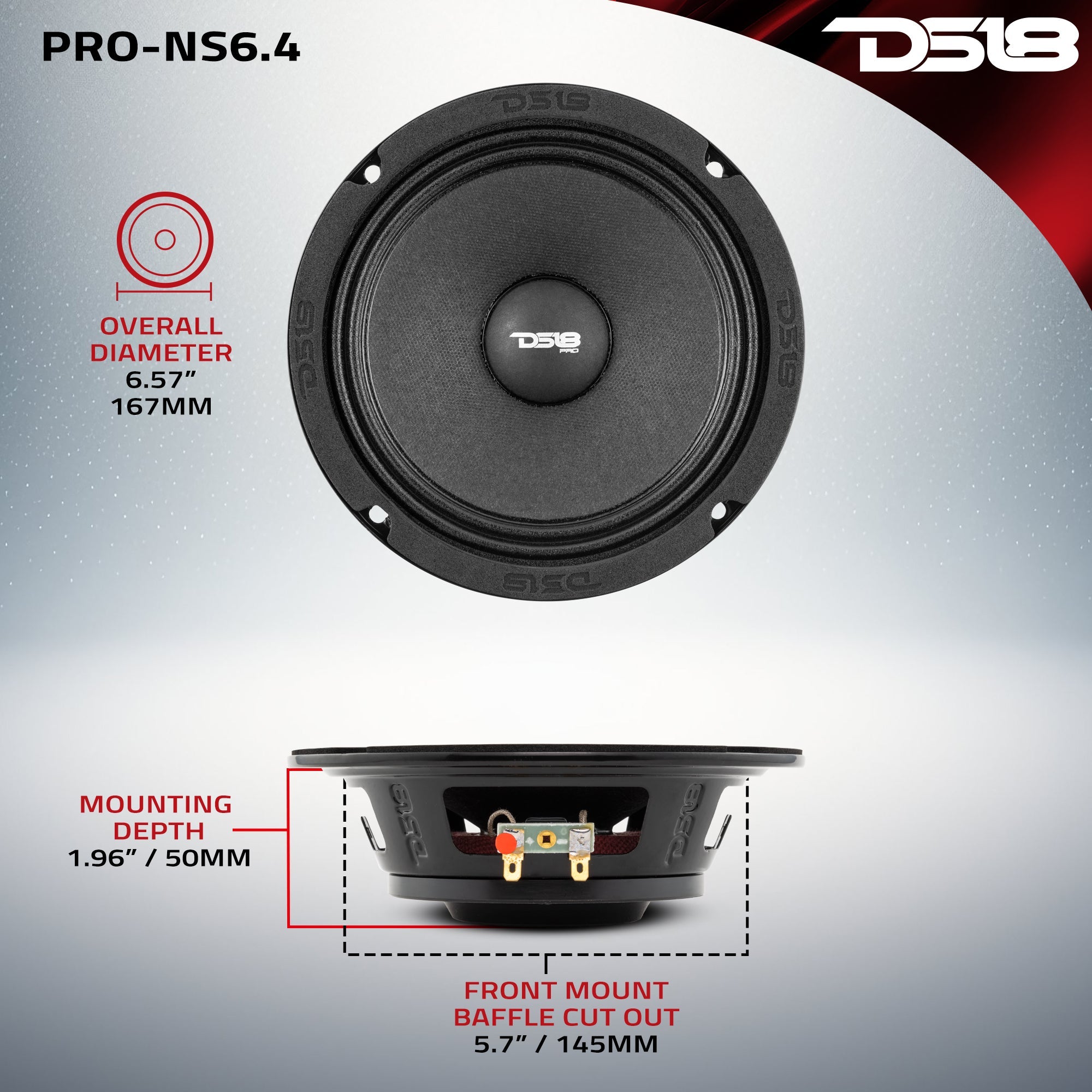 DS18 PRO-NS6.4 PRO 6.5" Shallow Neodymium Full-Range Loudspeaker 150 Watts Rms 4-Ohm — image 6