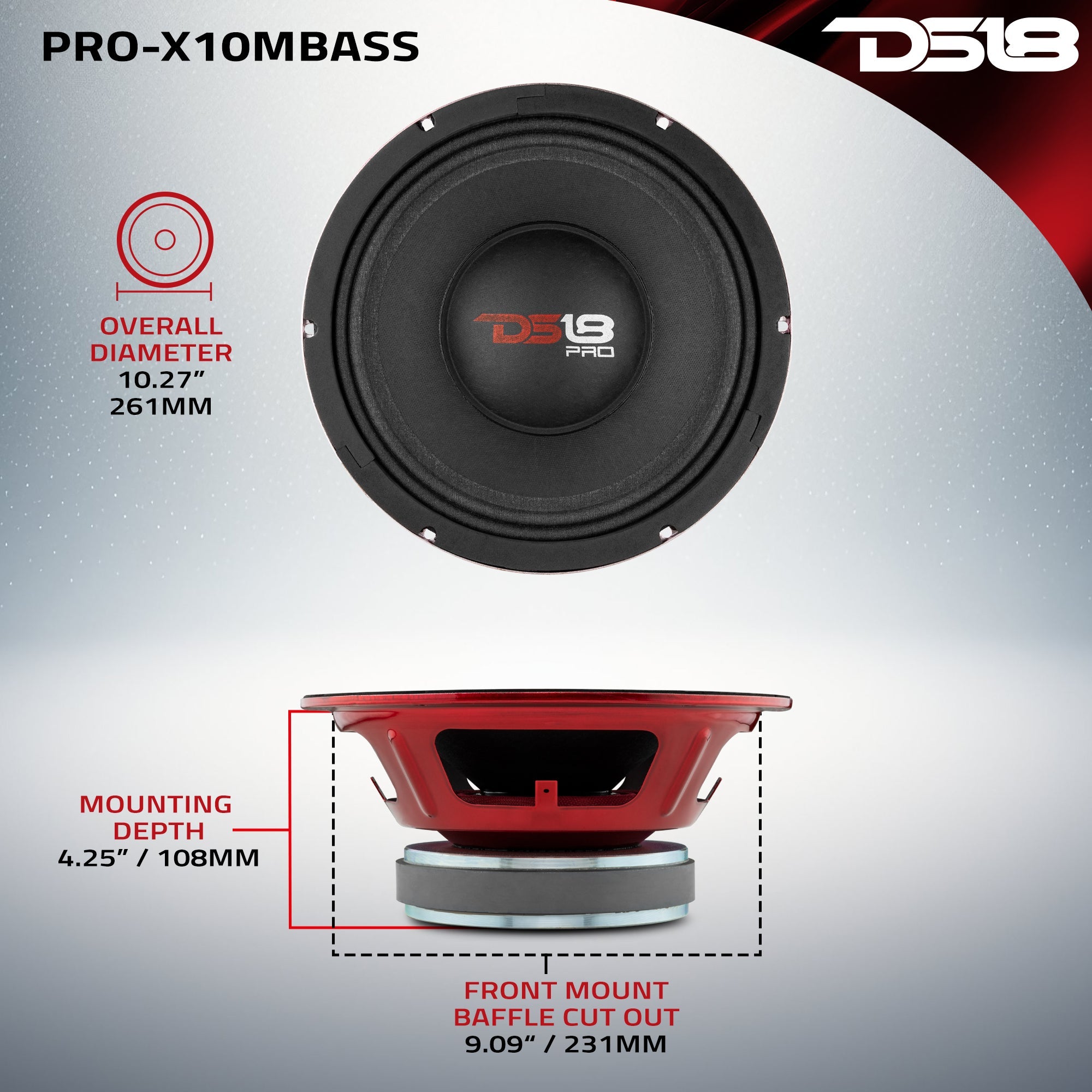 DS18 PRO-X10MBASS PRO-X 10" Mid-Bass Loudspeaker | 400W RMS 8-Ohm — image 7