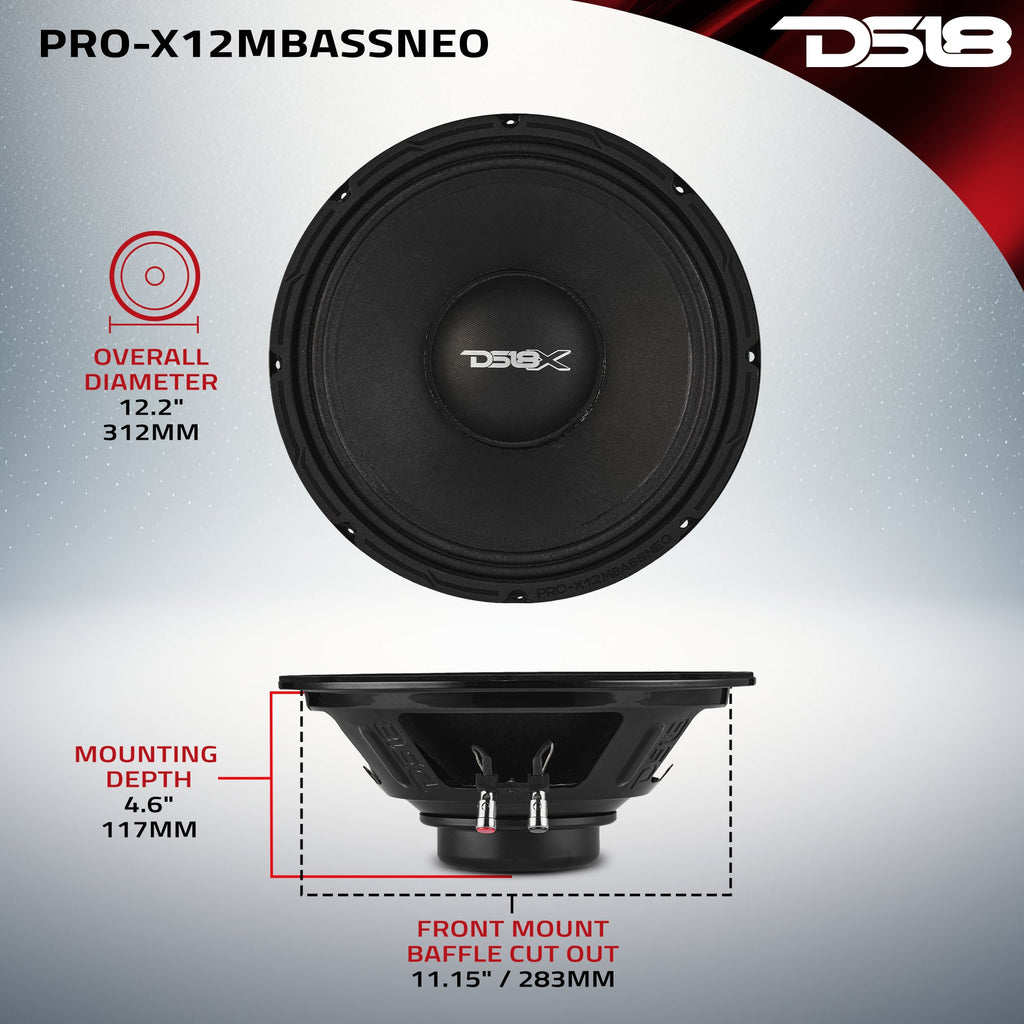 DS18 PRO-X12MBASSNEO PRO-X 12” Mid-Bass Loudspeaker With Neodymium Magnet | 500W RMS 4-Ohm — image 7