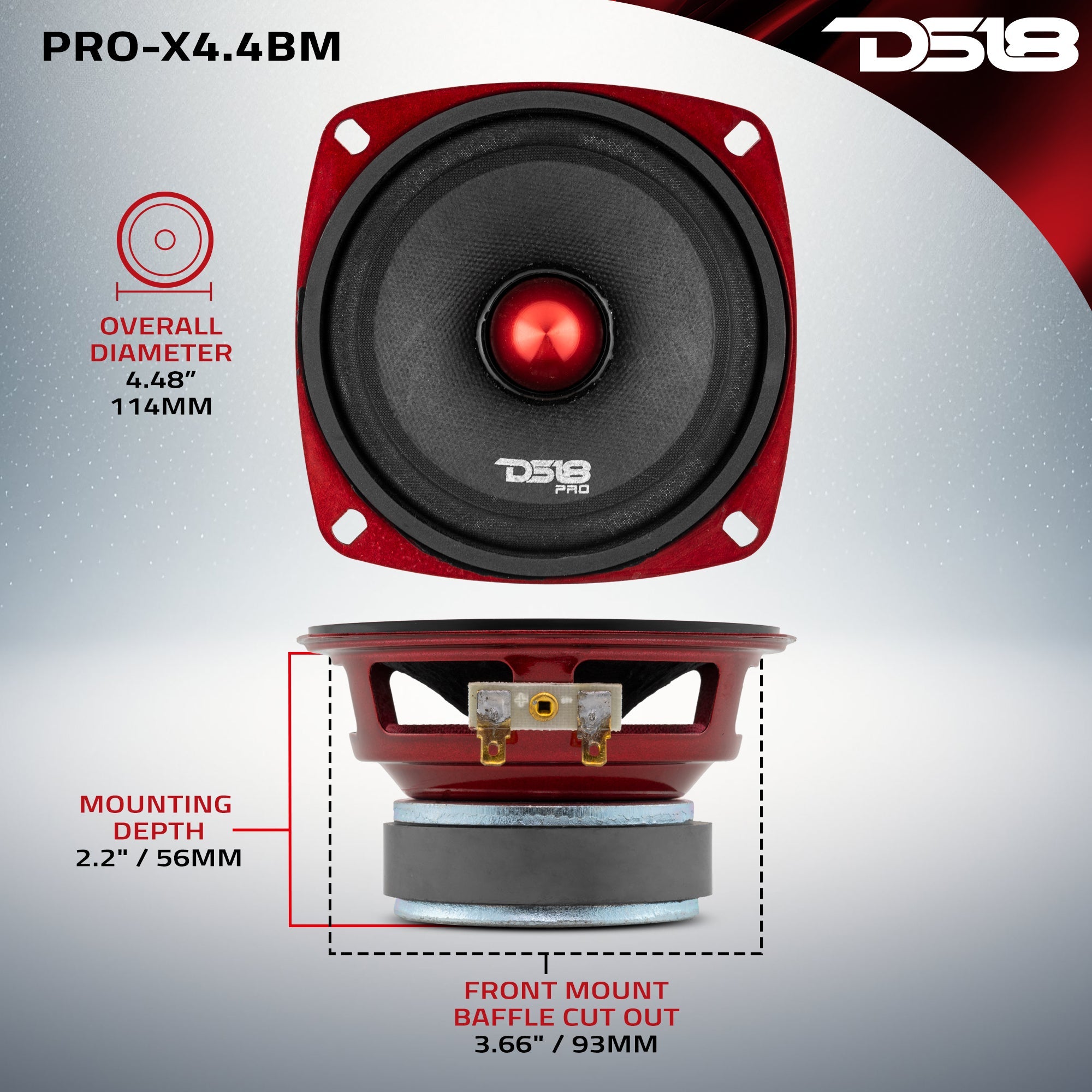 DS18 PRO-X4.4BM PRO-X 4" Mid-Range Loudspeaker with Bullet | 100W RMS 4-Ohm — image 7