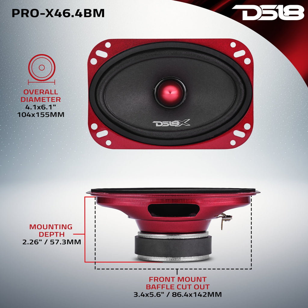 DS18 PRO-X46.4BM PRO-X 4x6” Mid-Range Loudspeaker with Bullet | 100W RMS 4-Ohm — image 7