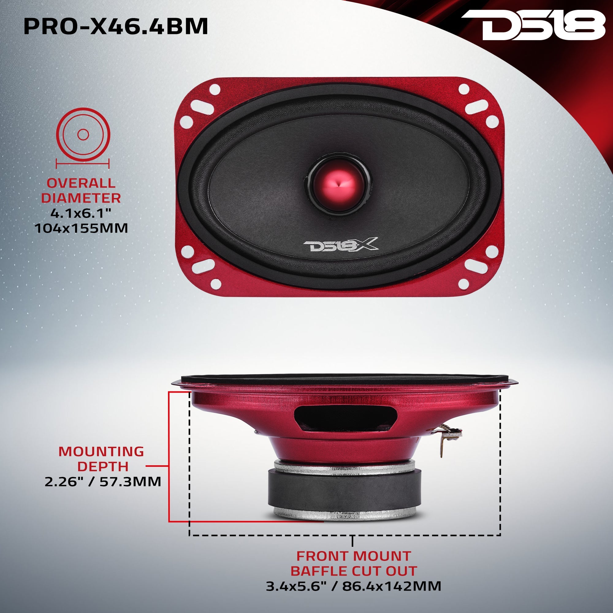 DS18 PRO-X46.4BM PRO-X 4x6” Mid-Range Loudspeaker with Bullet | 100W RMS 4-Ohm — image 7
