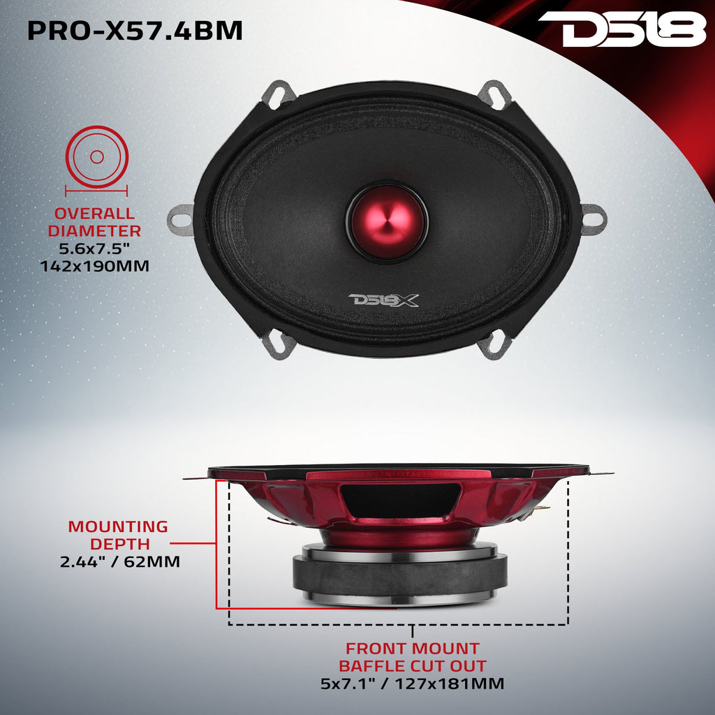 DS18 PRO-X57.4BM PRO-X 5x7” Mid-Range Loudspeaker with Bullet | 175W RMS 4-Ohm — image 7