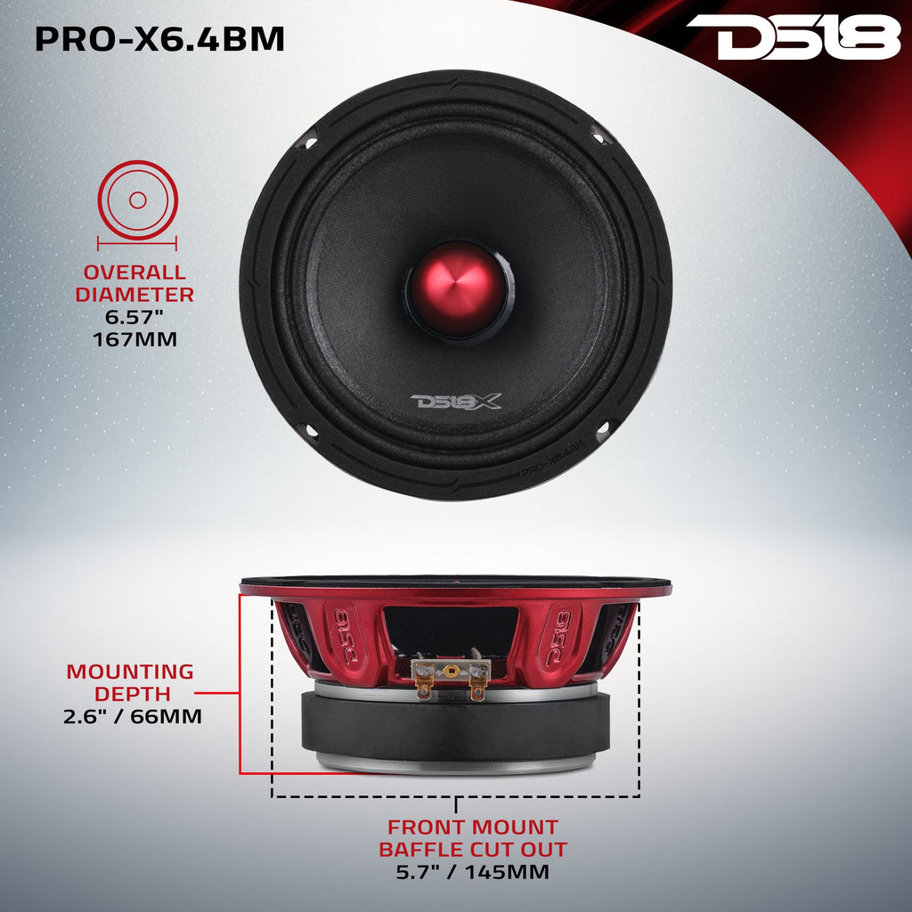 DS18 PRO-X6.4BM PRO-X 6.5" Mid-Range Loudspeaker with Bullet | 250W RMS 4-Ohm — image 7