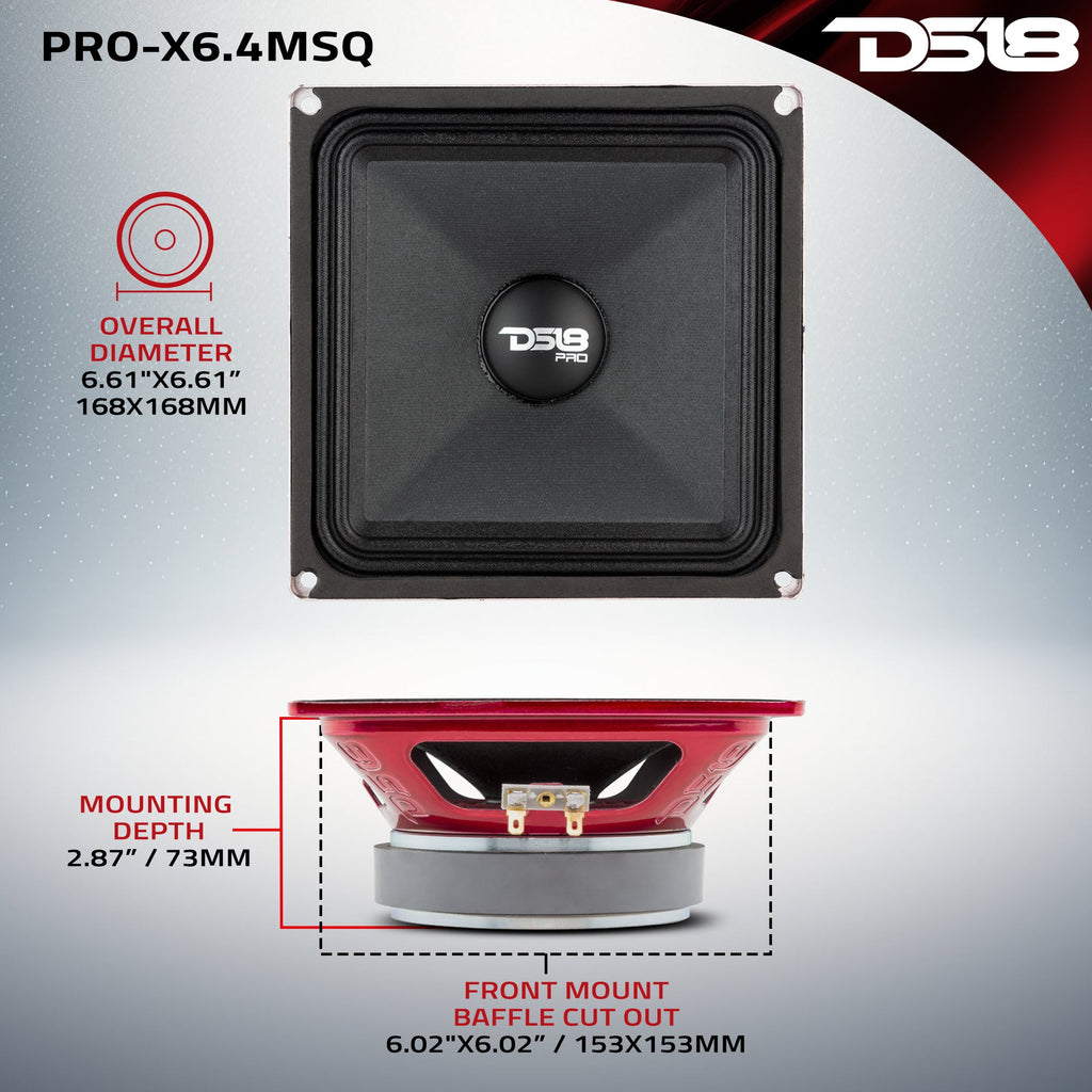 DS18 PRO-X6.4MSQ PRO 6.5" Square Midrange Loudspeaker 450 Watts 4-ohm — image 7