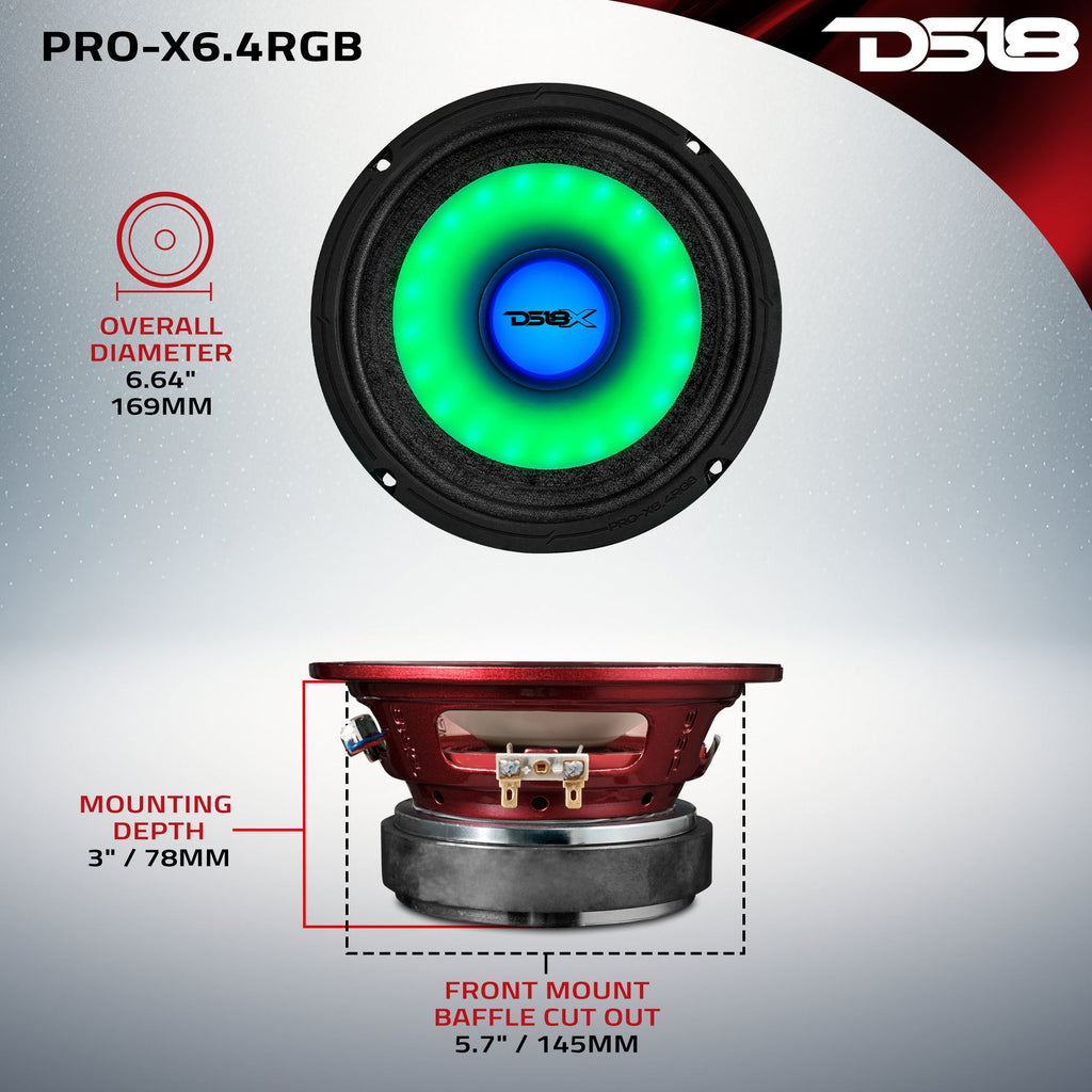 DS18 PRO-X6.4RGB 6.5" Mid-Range Loudspeaker with Dual RGB LED For Cone & Dust Cap 250 Watts 4-Ohm — image 9