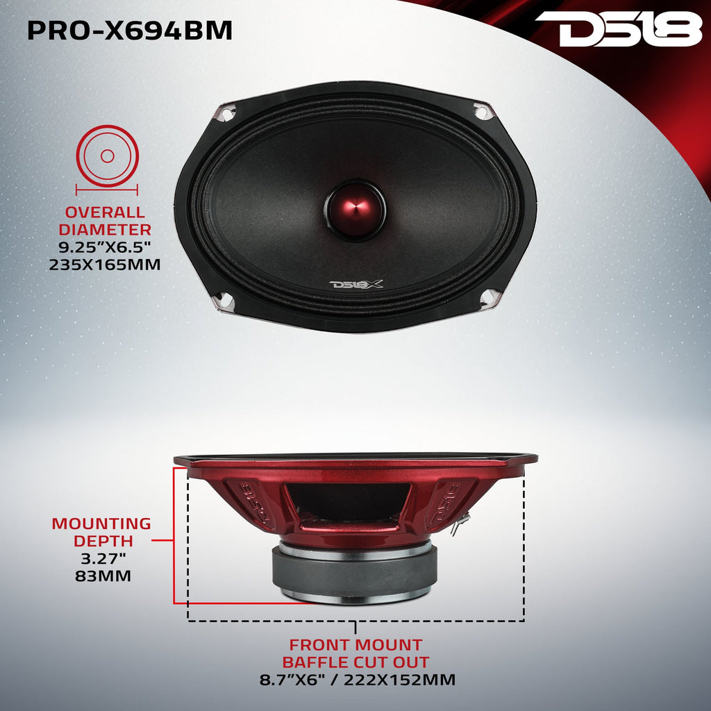 DS18 PRO-X694BM PRO-X 6X9" Mid-Range Loudspeaker with Bullet | 200W RMS 4-Ohm — image 7