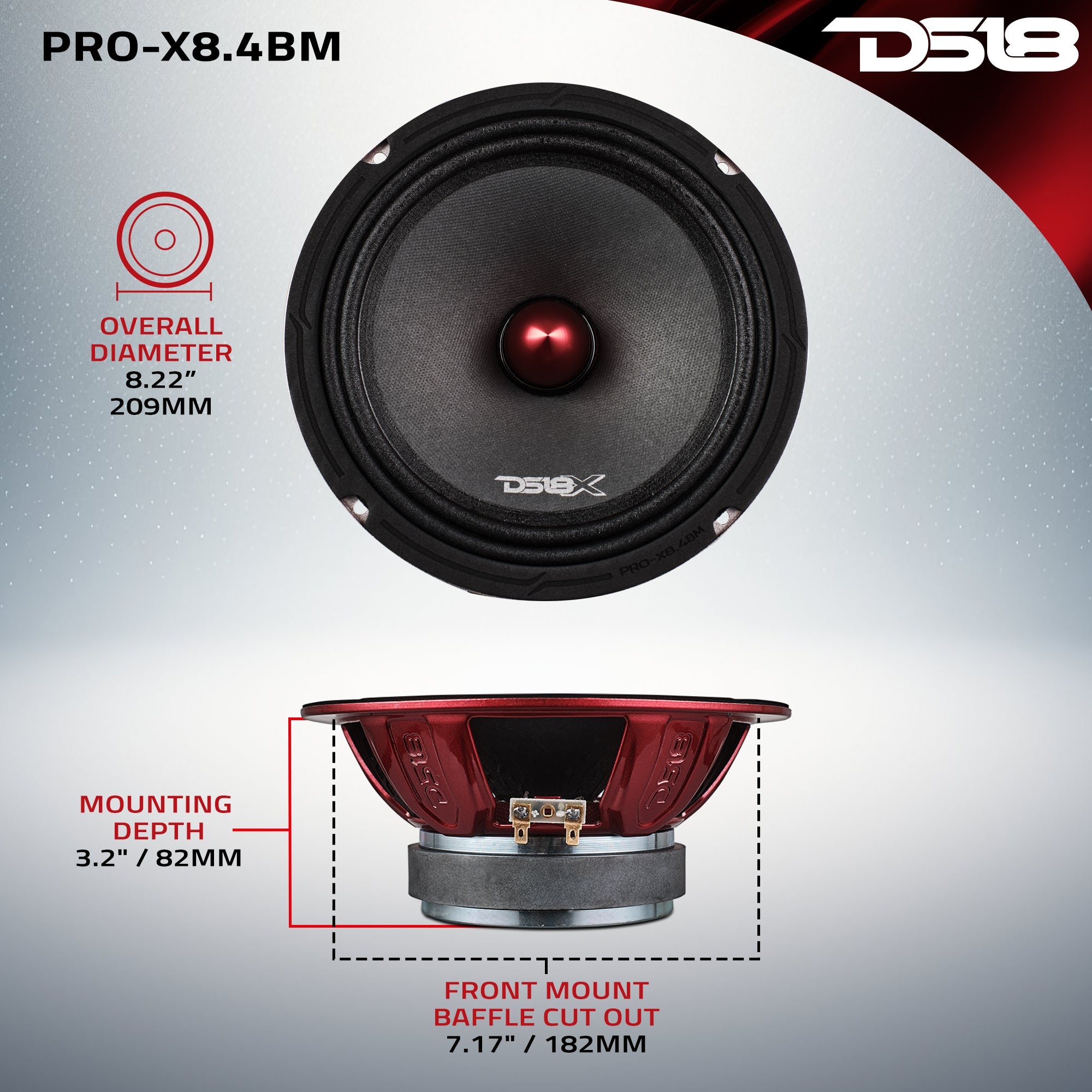 DS18 PRO-X8.4BM PRO-X 8" Mid-Range Loudspeaker with Bullet | 275W RMS 4-Ohm — image 7