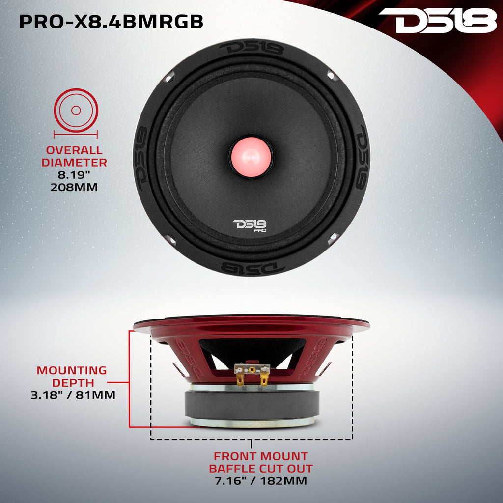 DS18 PRO-X8.4BMRGB PRO-X 8" Mid-Range Loudspeaker with RGB Light Bullet 275 Watts Rms 4-Ohm — image 7