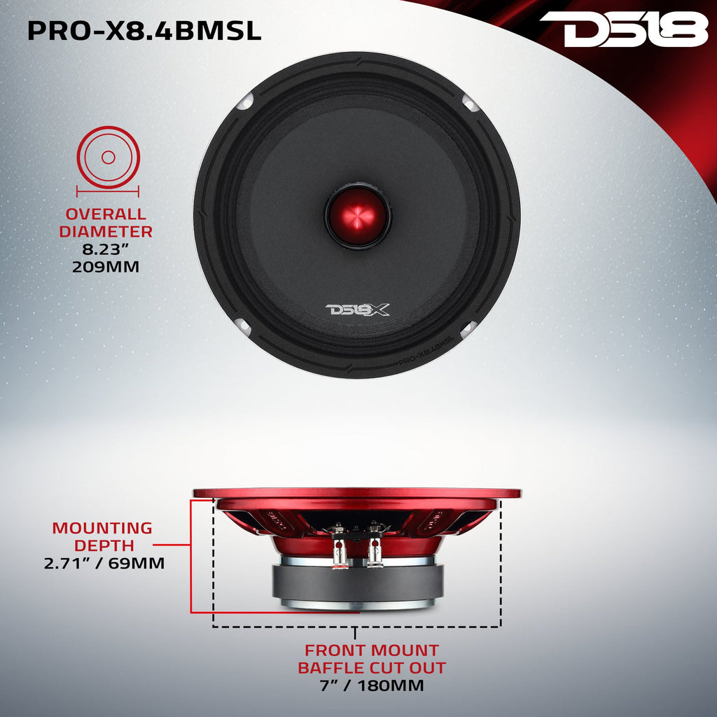 DS18 PRO-X8.4BMSL PRO-X 8" Shallow Mid-Range Bullet Loudspeaker | 250W RMS 4-Ohm — image 7