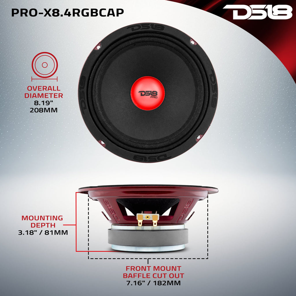 DS18 PRO-X8.4RGBCAP PRO-X 8" Mid-Range Loudspeaker with RGB Light Dust Cap 275 Watts Rms 4-Ohm — image 7