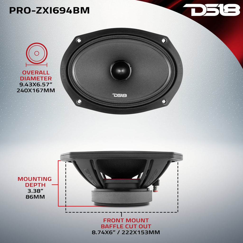 DS18 PRO-ZXI694BM PRO-ZXI 6x9" Mid-Range Bullet Loudspeaker Neodymium/Ferrite Magnets | 300W RMS 4-Ohm — image 7