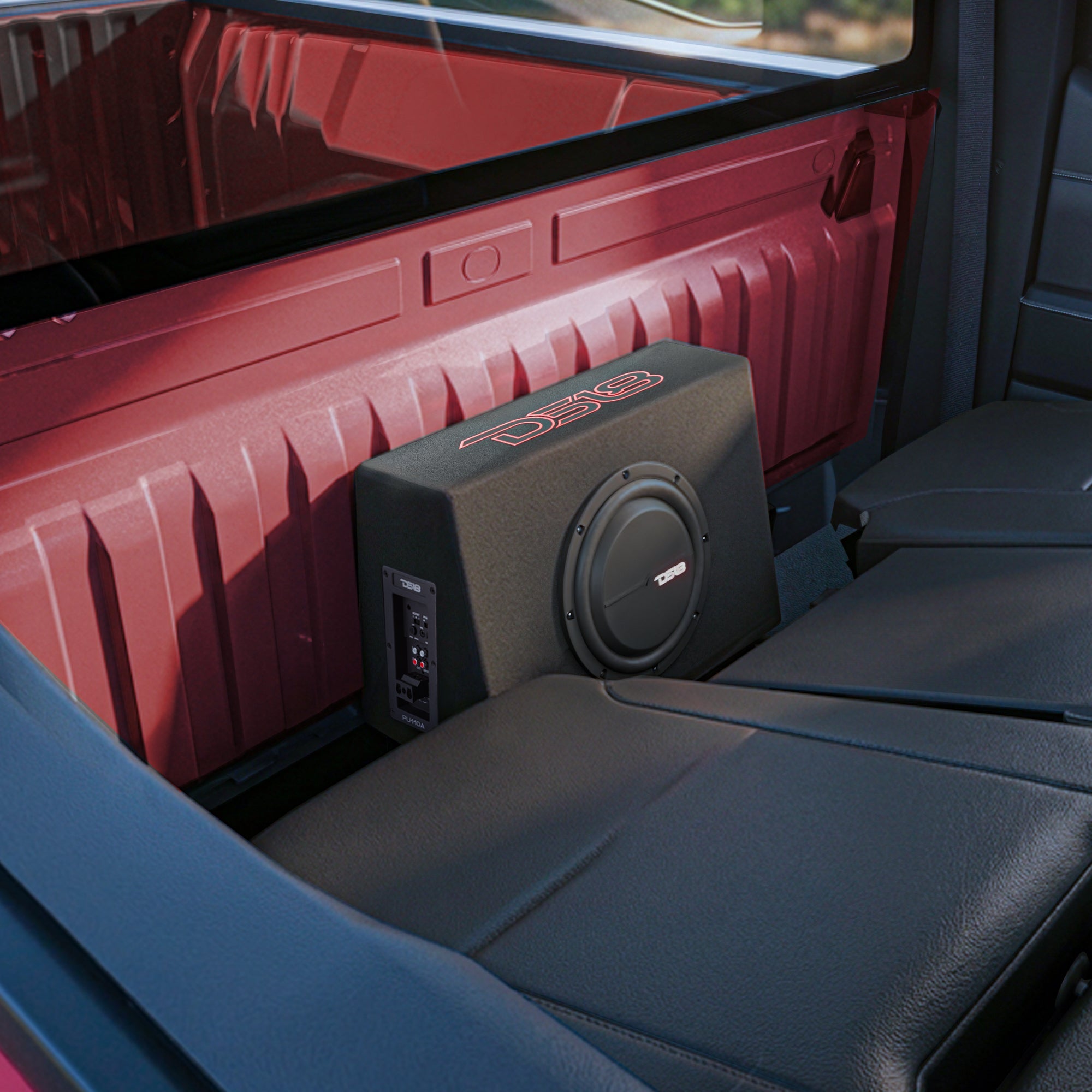 DS18 PU110A 10” Amplified Shallow Subwoofer Enclosure for Pickup Trucks — image 2
