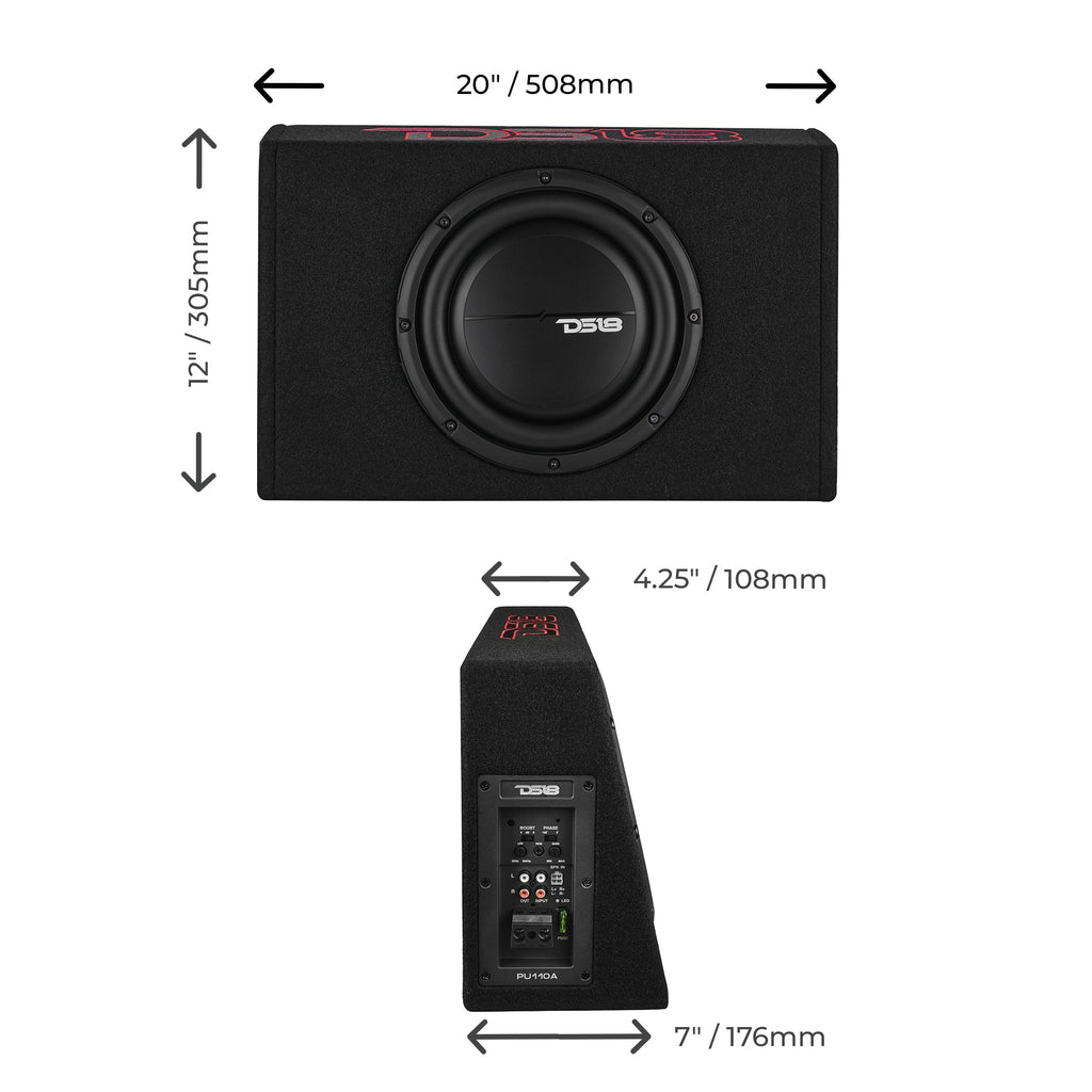 DS18 PU110A 10” Amplified Shallow Subwoofer Enclosure for Pickup Trucks — image 3