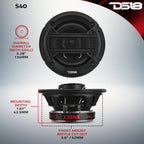 DS18 S40 SELECT 4” 2-Way Coaxial Speaker with Grille | 40W RMS 4-Ohm — image 12