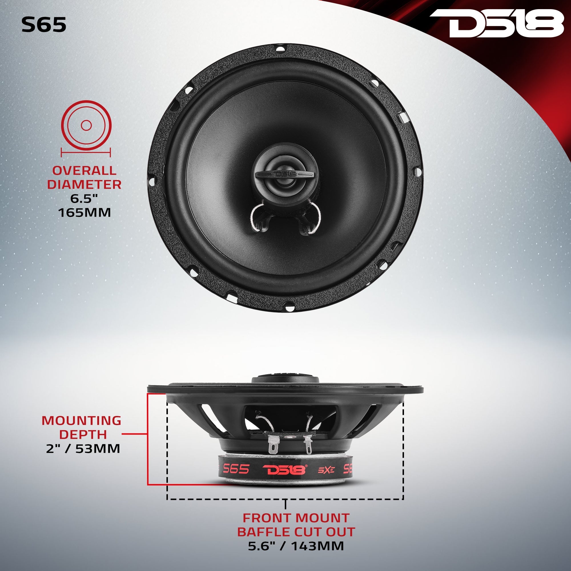 DS18 S65 SELECT 6.5" 2-Way Coaxial Speaker | 180W RMS 4-Ohm — image 8