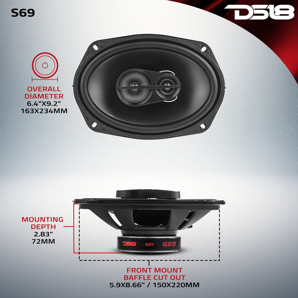 DS18 S69 SELECT 6x9" 3-Way Coaxial Speaker | 240W RMS 4-Ohm — image 7