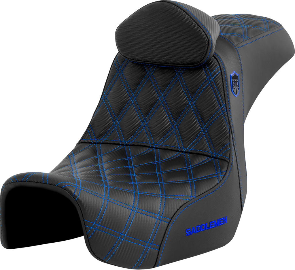 SADDLEMEN Pro Series SDC Performance Seat - w/ Backrest - Blue Stitch - Dyna '06-'17 SC80604BLURT — image 1