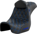 SADDLEMEN Pro Series SDC Performance Seat - w/ Backrest - Blue Stitch - Dyna '06-'17 SC80604BLURT — image 1