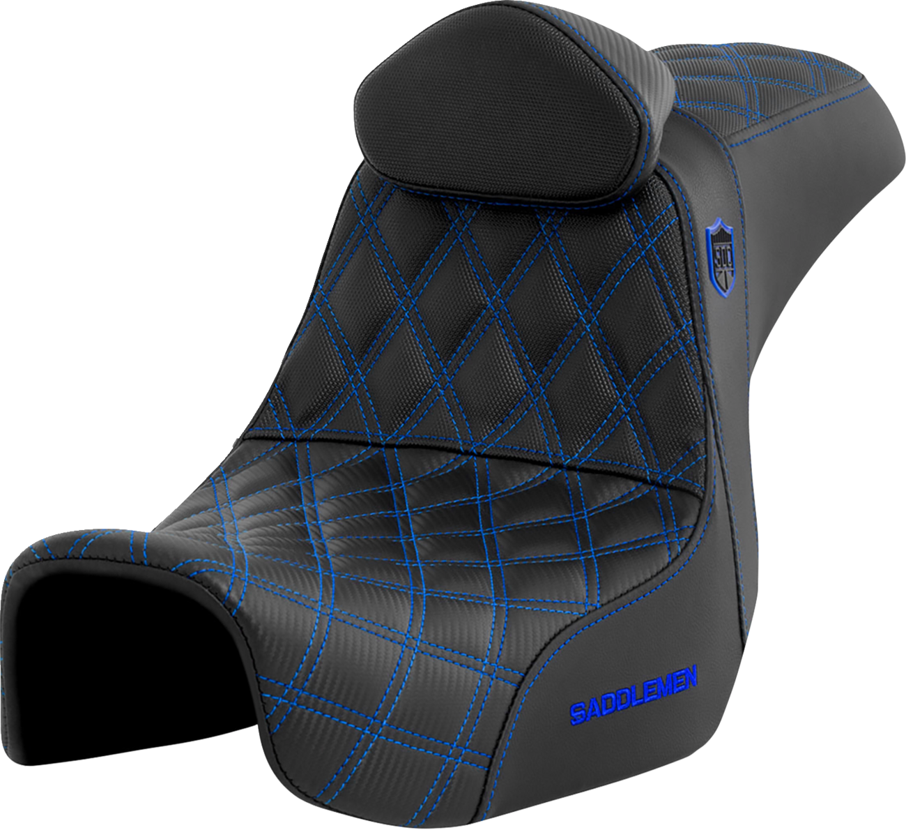 SADDLEMEN Pro Series SDC Performance Seat - w/ Backrest - Blue Stitch - Dyna '06-'17 SC80604BLURT — image 1