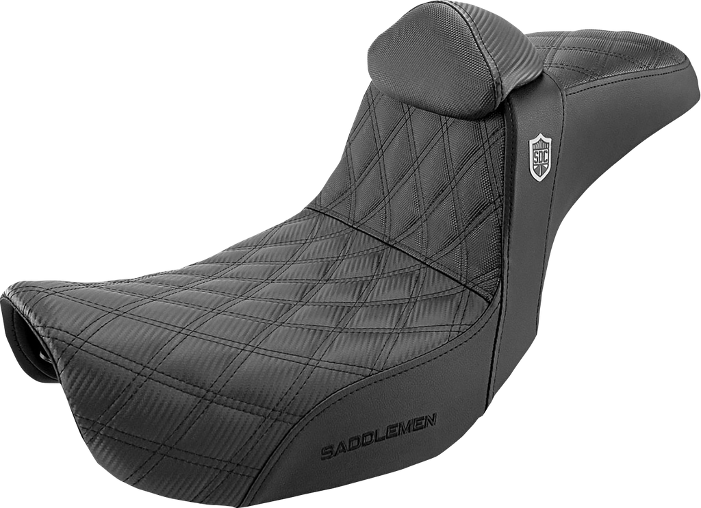 SADDLEMEN Pro Series SDC Performance Seat - w/ Backrest - Lattice Stitch/Lumbar Gripper - FLD/FXD '06-'17 SC80604DB0 — image 1