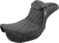 SADDLEMEN Pro Series SDC Performance Seat - w/ Backrest - Lattice Stitch/Lumbar Gripper - FLD/FXD '06-'17 SC80604DB0 — image 1