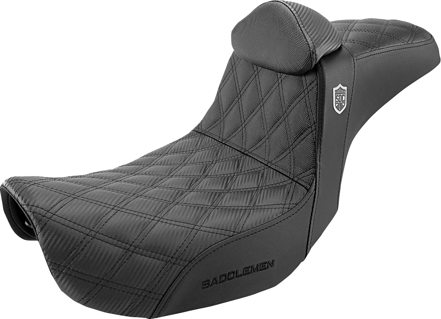 SADDLEMEN Pro Series SDC Performance Seat - w/ Backrest - Lattice Stitch/Lumbar Gripper - FLD/FXD '06-'17 SC80604DB0 — image 1