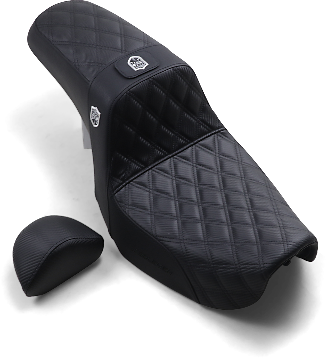 SADDLEMEN Pro Series SDC Performance Seat - w/ Backrest - Lattice Stitch/Lumbar Gripper - FLD/FXD '06-'17 SC80604DB0 — image 2