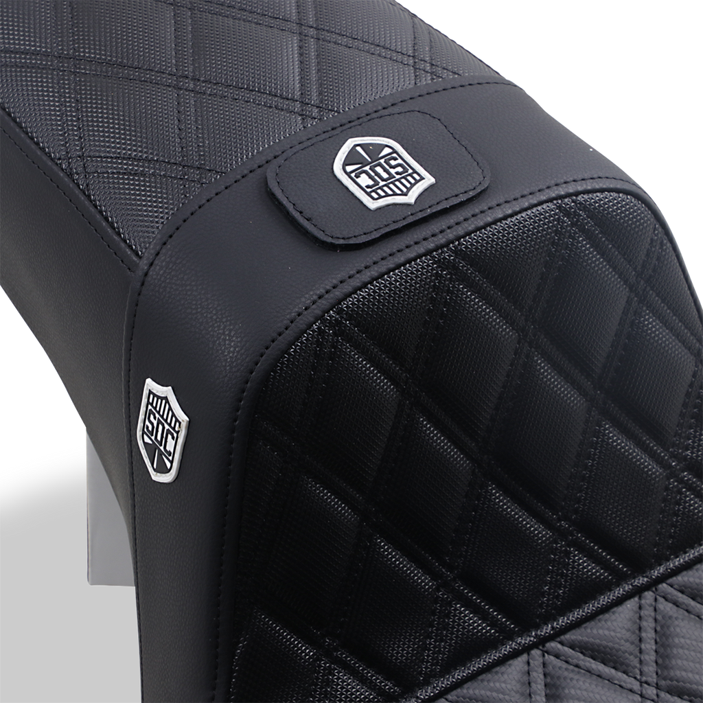 SADDLEMEN Pro Series SDC Performance Seat - w/ Backrest - Lattice Stitch/Lumbar Gripper - FLD/FXD '06-'17 SC80604DB0 — image 3