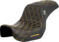 SADDLEMEN Pro Series SDC Performance Seat - Carbon Fiber/Lumbar Gripper - Gold Stitch - Dyna '06-'17 SC80604GOL — image 1