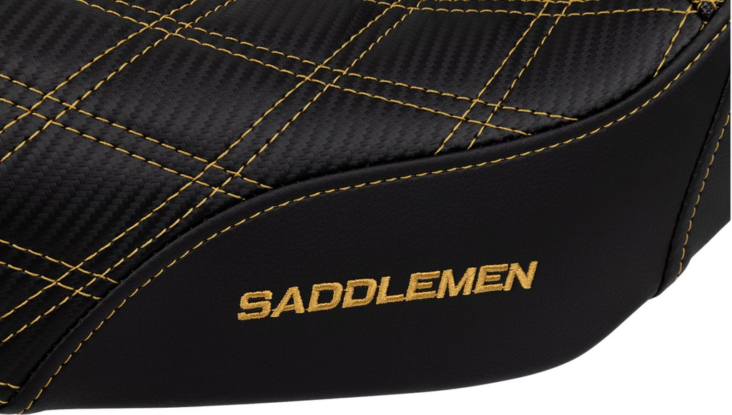 SADDLEMEN Pro Series SDC Performance Seat - Carbon Fiber/Lumbar Gripper - Gold Stitch - Dyna '06-'17 SC80604GOL — image 3