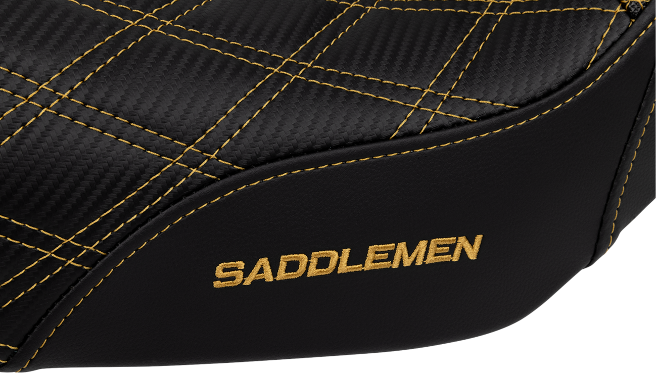 SADDLEMEN Pro Series SDC Performance Seat - Carbon Fiber/Lumbar Gripper - Gold Stitch - Dyna '06-'17 SC80604GOL — image 3