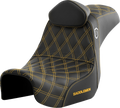 SADDLEMEN Pro Series SDC Performance Seat - w/ Backrest - Gold Stitch - Dyna '06-'17 SC80604GOLRT — image 1