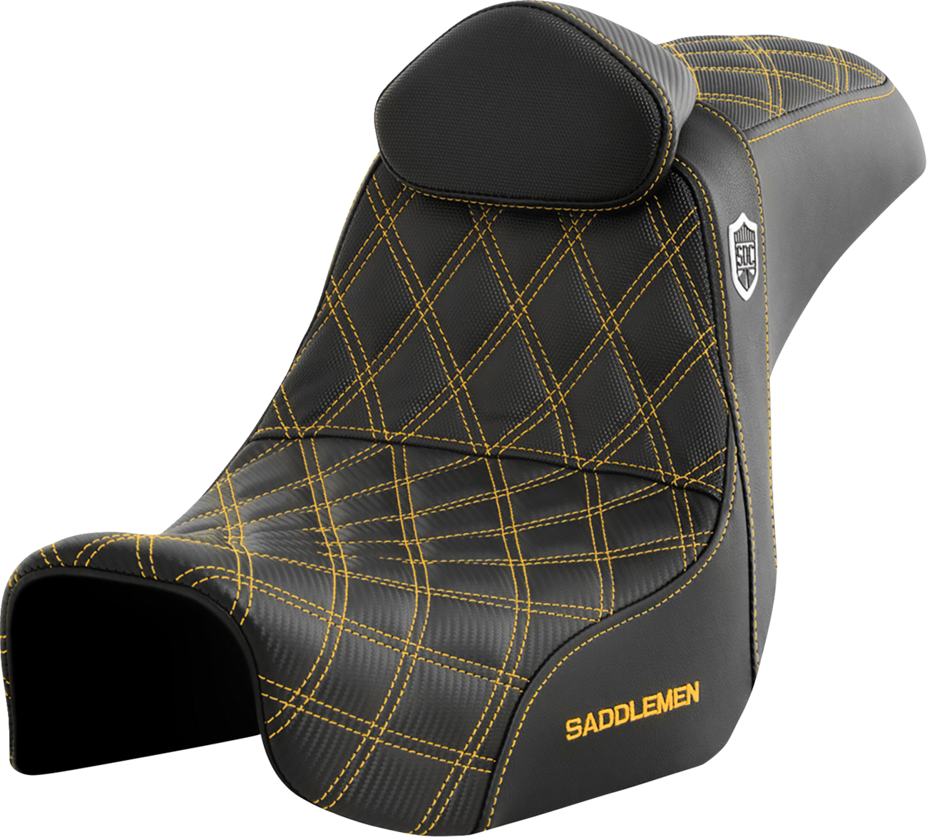 SADDLEMEN Pro Series SDC Performance Seat - w/ Backrest - Gold Stitch - Dyna '06-'17 SC80604GOLRT — image 1