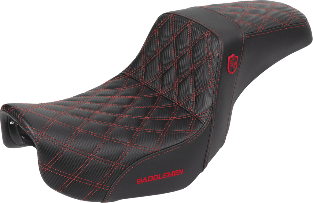 SADDLEMEN Pro Series SDC Performance Seat - Carbon Fiber/Lumbar Gripper - Red Stitch - Dyna '06-'17 SC80604RED — image 1