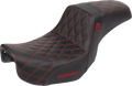 SADDLEMEN Pro Series SDC Performance Seat - Carbon Fiber/Lumbar Gripper - Red Stitch - Dyna '06-'17 SC80604RED — image 1