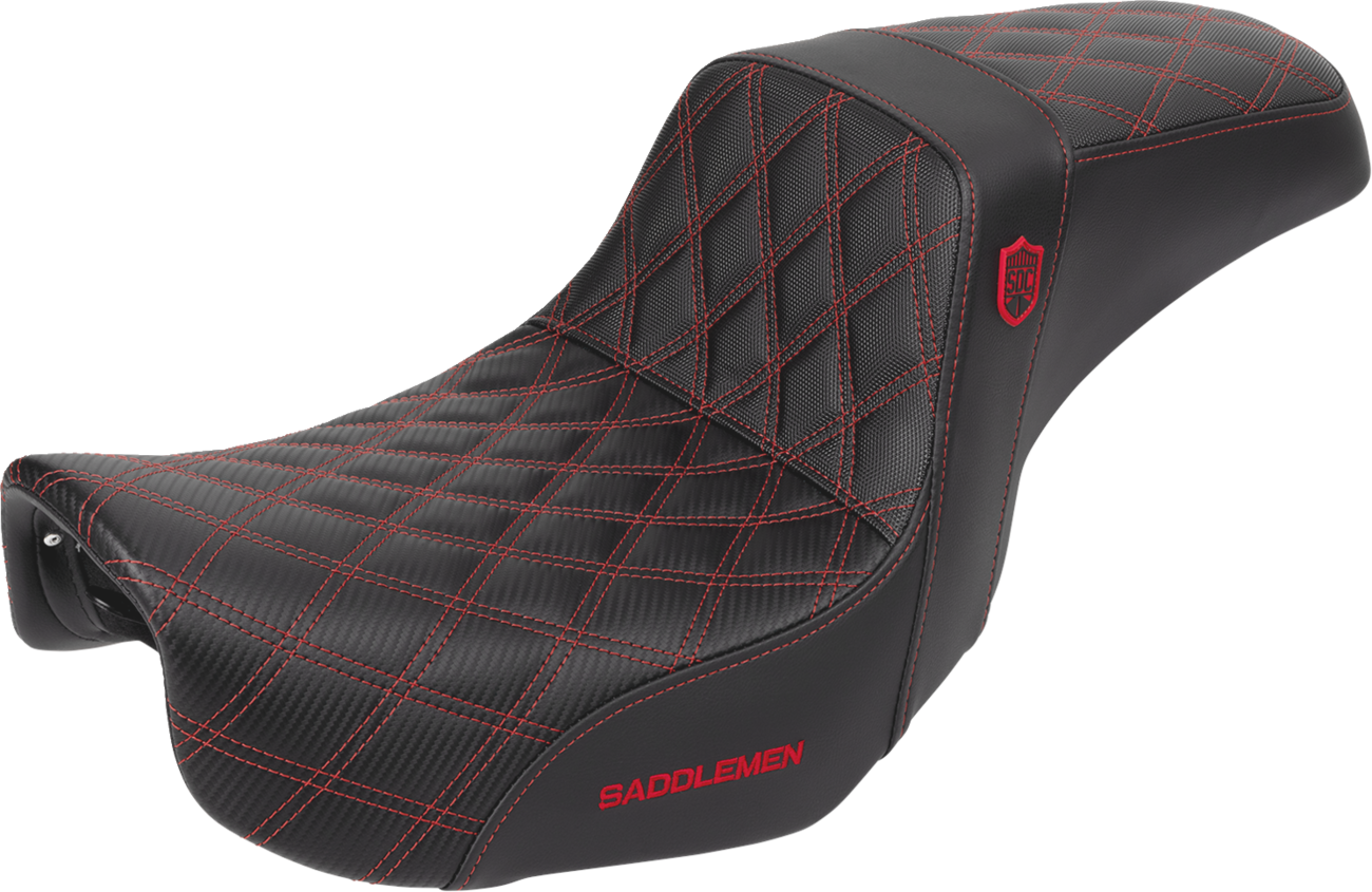 SADDLEMEN Pro Series SDC Performance Seat - Carbon Fiber/Lumbar Gripper - Red Stitch - Dyna '06-'17 SC80604RED — image 1