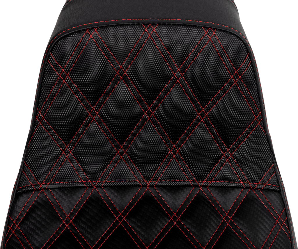 SADDLEMEN Pro Series SDC Performance Seat - Carbon Fiber/Lumbar Gripper - Red Stitch - Dyna '06-'17 SC80604RED — image 2