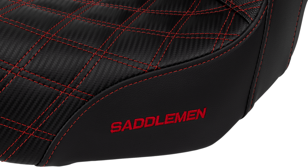 SADDLEMEN Pro Series SDC Performance Seat - Carbon Fiber/Lumbar Gripper - Red Stitch - Dyna '06-'17 SC80604RED — image 3