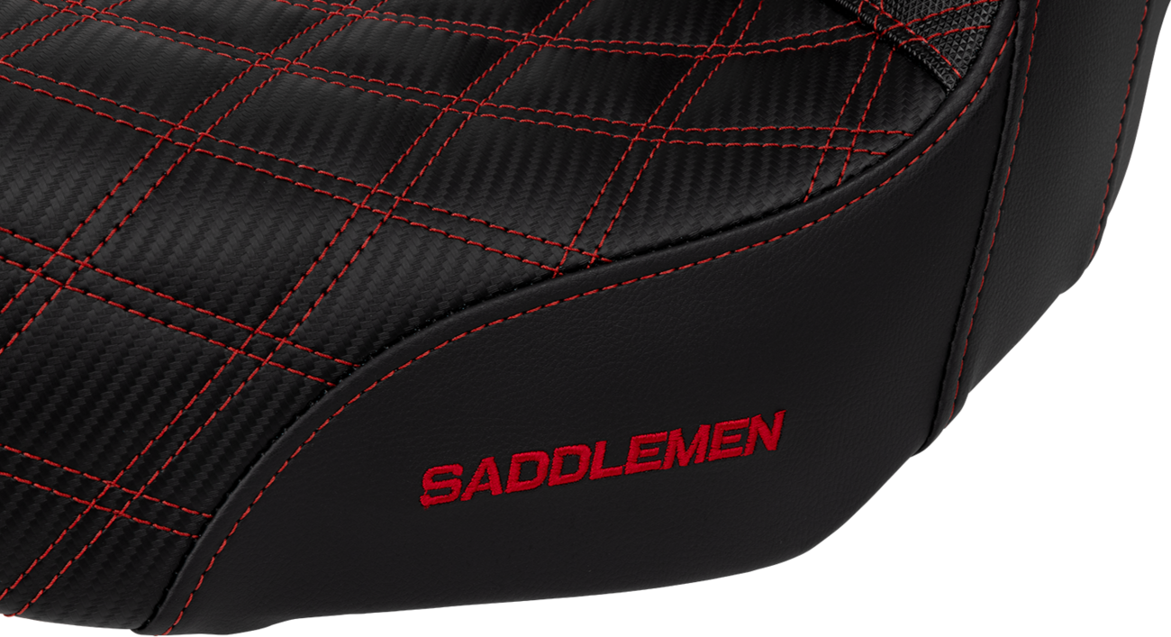 SADDLEMEN Pro Series SDC Performance Seat - Carbon Fiber/Lumbar Gripper - Red Stitch - Dyna '06-'17 SC80604RED — image 3