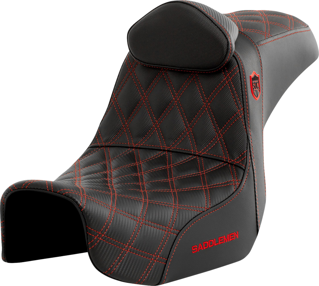 SADDLEMEN Pro Series SDC Performance Seat - w/ Backrest - Red Stitch - Dyna '06-'17 SC80604REDRT — image 1