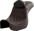 SADDLEMEN Pro Series SDC Performance Seat - w/ Backrest - Red Stitch - Dyna '06-'17 SC80604REDRT — image 1