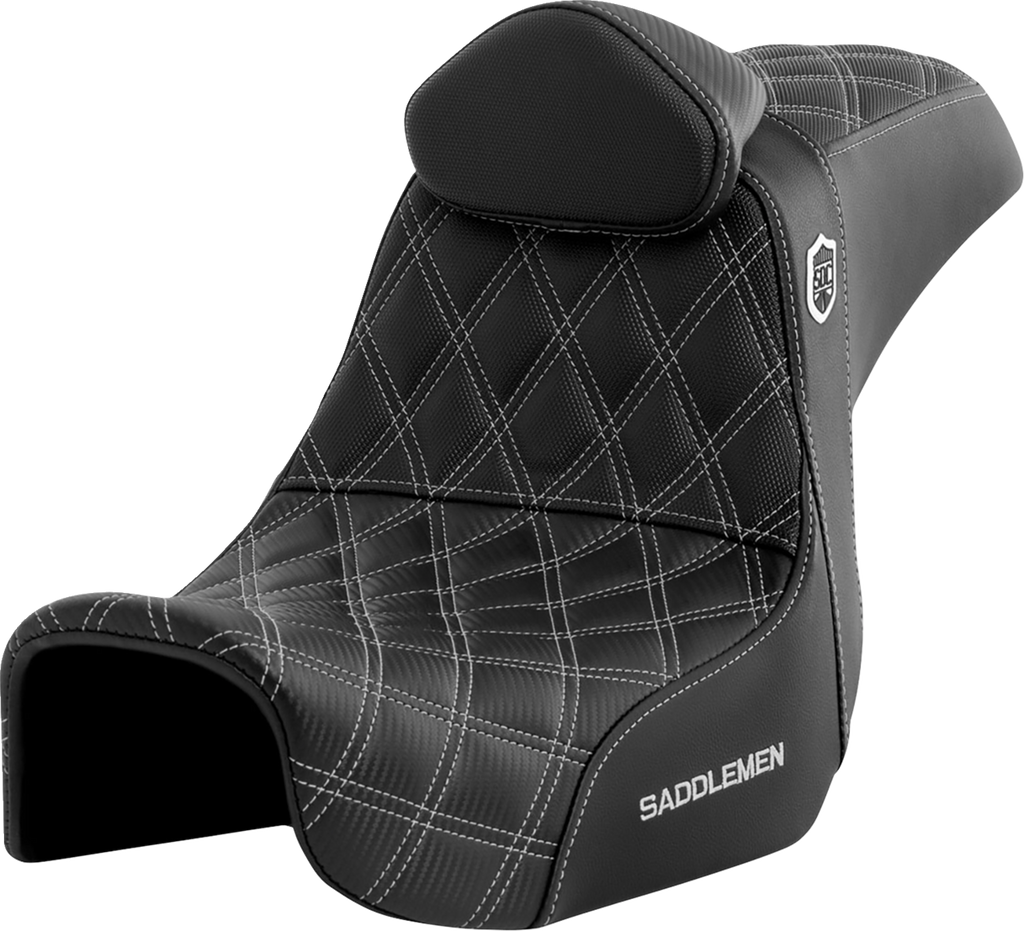 SADDLEMEN Pro Series SDC Performance Seat - w/ Backrest - Silver Stitch - Dyna '06-'17 SC80604SILRT — image 1